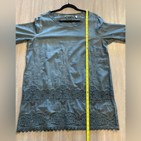 Soft Surroundings Women’s Tunic Top Grey 100% Cotton Lace Longline Cottagecore - Picture 11 of 12